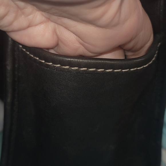 MICHAEL Michael Kors vintage black leather cream stitching tote bag purse handba - Picture 5 of 9